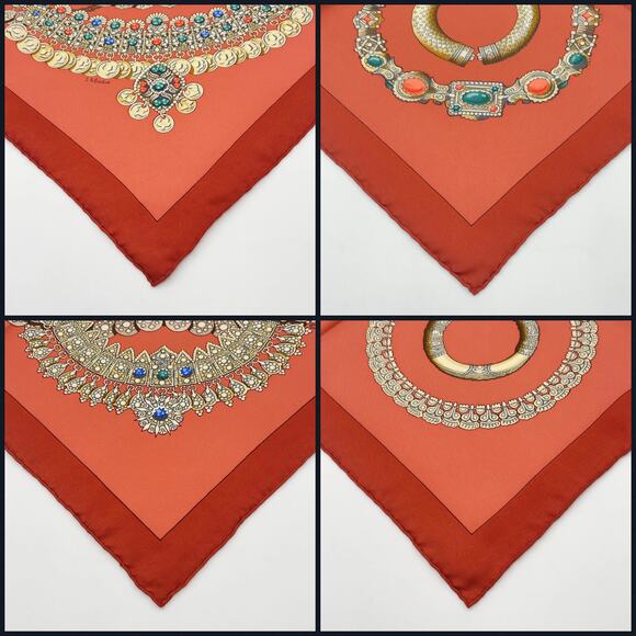 Hermes Carré 90 KOSHIMA Cosima Space J.Abadie Orange Silk Scarf W/Box NWT - Picture 10 of 16